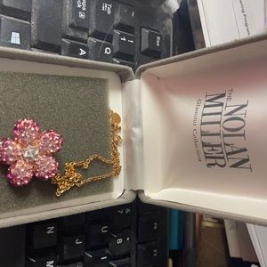 Nolan Miller pink crystal necklace : pendant